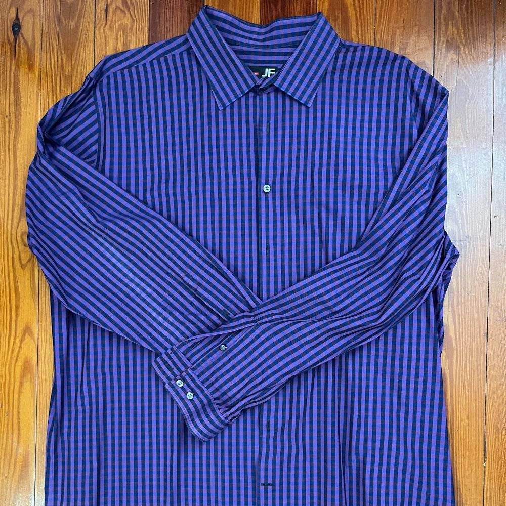 Purple Checkered JF J. Ferrar Dress Shirt